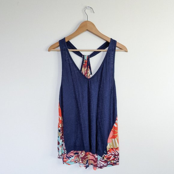 Roxy Tropical Navy Tank Top - Picture 1 of 5